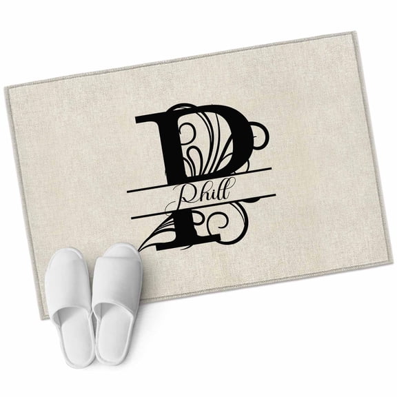 Letter P 2'x3' Washable Rug, Monogram Words Non-Slip Soft Doormat Area Rugs for Entrance Bathroom Bedsides, Carpet for Kitchen Bedroom, Entryway Floor Mat