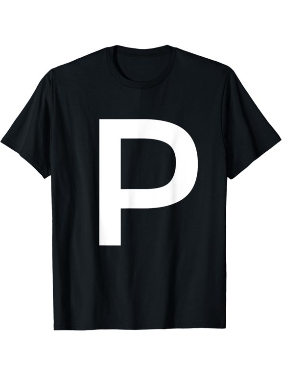 Letter P Alphabet Initial Monogram T-shirt T-Shirt men and women can wear, black, white, gifts