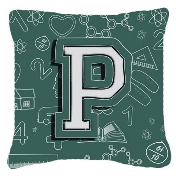 Letter P Back To School Initial Canvas Fabric Decorative Pillow