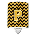 thumbnail image 1 of Letter P Chevron Black & Gold Ceramic Night Light, 1 of 1