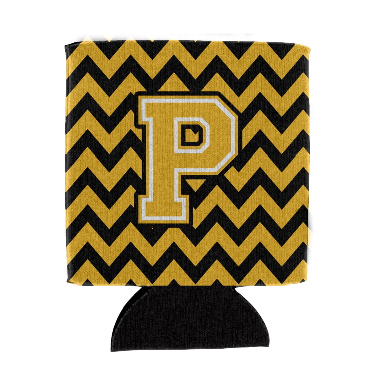 Letter P Chevron Black and Gold Can or Bottle Hugger