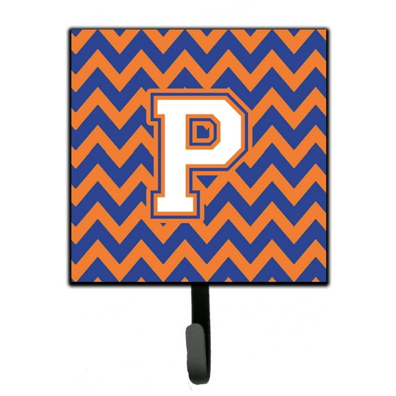 Letter P Chevron Blue and Orange 3 Leash or Key Holder