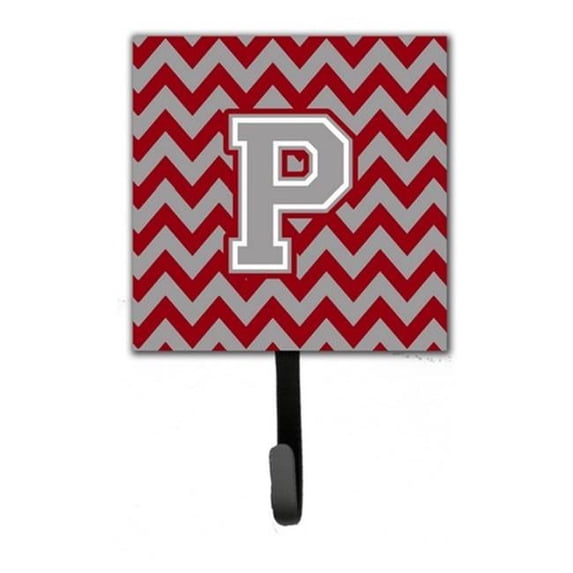 Letter P Chevron Crimson & Grey Leash or Key Holder
