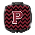 thumbnail image 1 of Letter P Chevron Garnet and Black  Compact Mirror, 1 of 4