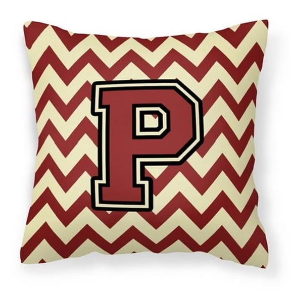 Letter P Chevron Maroon & Gold Fabric Decorative Pillow - Maroon & Gold - 14in. H x 3in. W x 14in. L