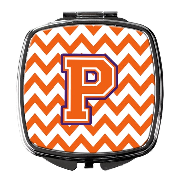 Letter P Chevron Orange and Regalia Compact Mirror