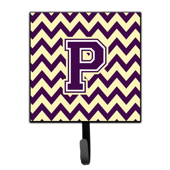 Letter P Chevron Purple and Gold Leash or Key Holder
