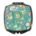 thumbnail image 1 of Letter P Circle Circle Teal Initial Alphabet Compact Mirror CJ2015-PSCM, 1 of 4