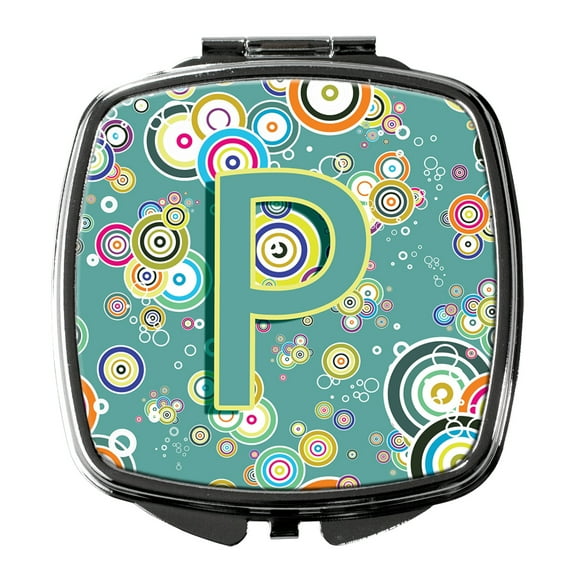 Letter P Circle Circle Teal Initial Alphabet Compact Mirror CJ2015-PSCM