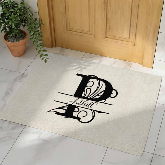 Letter P Door Mat, Non Slip Bathroom Rugs, Monogram Words Absorbent Floor Mats, Washable Runner Rug Indoor Doormat for Front Door Entrance, Patio, Garage 16"x24"