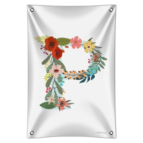 Letter P Floral Monogram Initial Home Business Office Sign