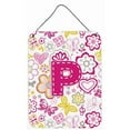 thumbnail image 1 of Letter P Flowers and Butterflies Pink Wall or Door Hanging Prints, 1 of 2