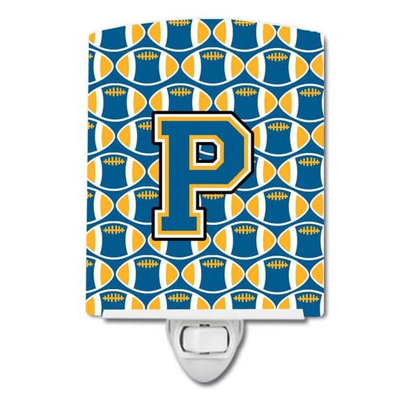 Letter P Football Blue & Gold Ceramic Night Light