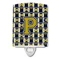 thumbnail image 1 of Letter P Football Blue and Gold Ceramic Night Light, 1 of 1