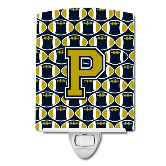Letter P Football Blue and Gold Ceramic Night Light