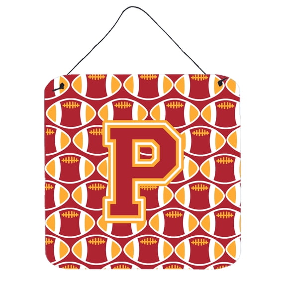 Letter P Football Cardinal and Gold Wall or Door Hanging Prints