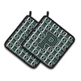 thumbnail image 1 of Letter P Football Green and White Pair of Pot Holders, 1 of 2