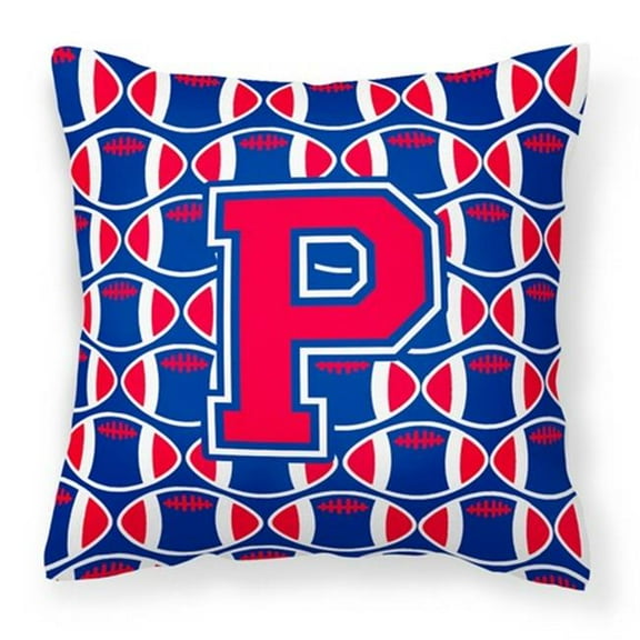 Letter P Football Harvard Crimson & Yale Blue Fabric Decorative Pillow