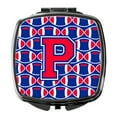 thumbnail image 1 of Letter P Football Harvard Crimson and Yale Blue Compact Mirror CJ1076-PSCM, 1 of 4