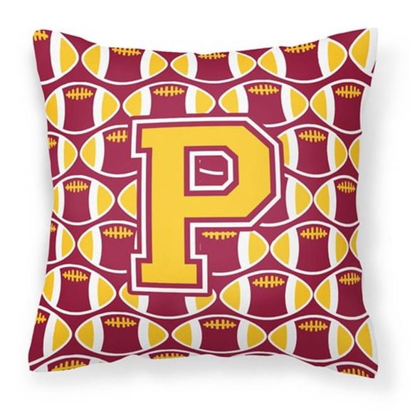 Letter P Football Maroon & Gold Fabric Decorative Pillow - Maroon & Gold - 14in. H x 3in. W x 14in. L