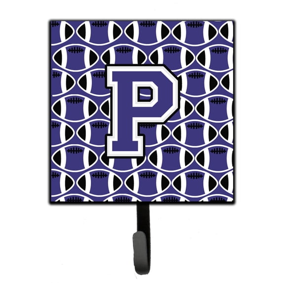 Letter P Football Purple and White Leash or Key Holder