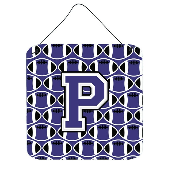 Letter P Football Purple and White Wall or Door Hanging Prints