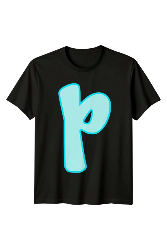Letter P Initial Alphabet Letter Mens T-Shirt Womens Tee Graphic Unisex Top All Size S-5XL