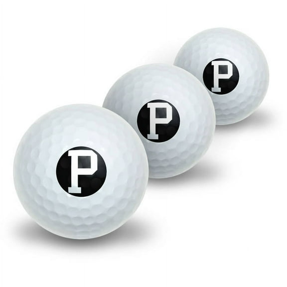 Letter P Initial Black White Novelty Golf Balls, 3pk