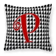 thumbnail image 1 of Letter P Initial Monogram - Houndstooth Black Fabric Decorative Pillow, 1 of 4