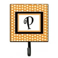 thumbnail image 1 of Letter P Initial Monogram - Orange Polkadots Leash or Key Holder, 1 of 7