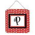 thumbnail image 1 of Letter P Initial  - Red Black Polka Dots Wall or Door Hanging Prints, 1 of 1