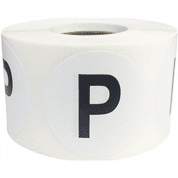 Letter P Inventory Labels 1.5 inch Round Circle Dots 500 Adhesive Stickers