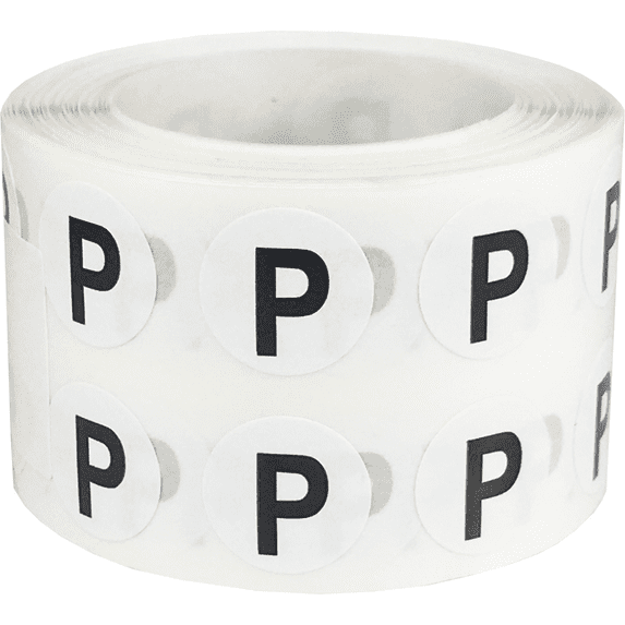 Letter P Inventory Labels .5 Inch Round Circle Dots 1,000 Adhesive Stickers