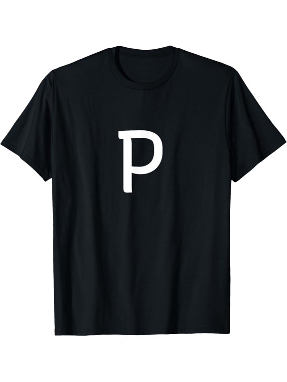 Letter P - Minimal Capital Alphabet To Spell Words Or Names T-Shirt men and women can wear, black, white, gifts