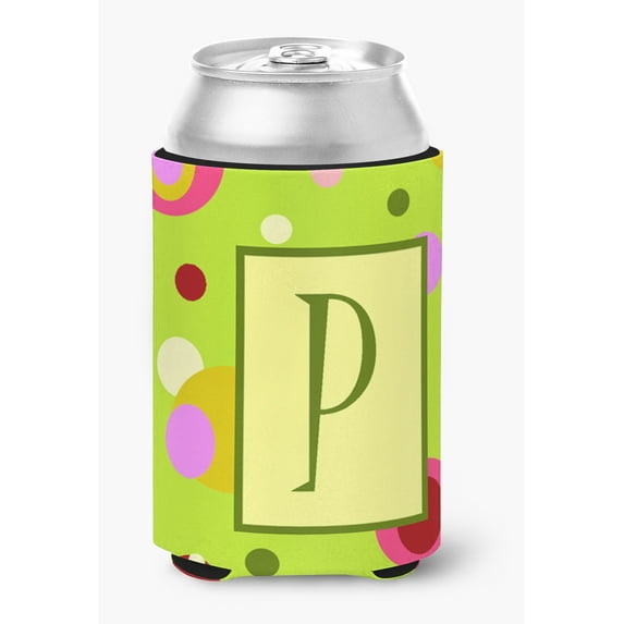 Letter P Monogram - Lime Green Can or Bottle Hugger