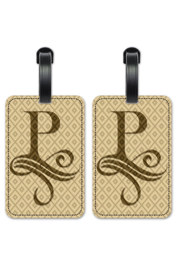 Letter "P" Monogram - Luggage ID Tags / Suitcase Identification Cards - Set of 2