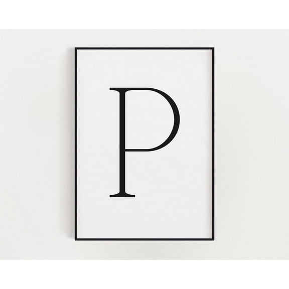 Letter P Monogram Typography Initial Modern Home Wall Art Poster Decor