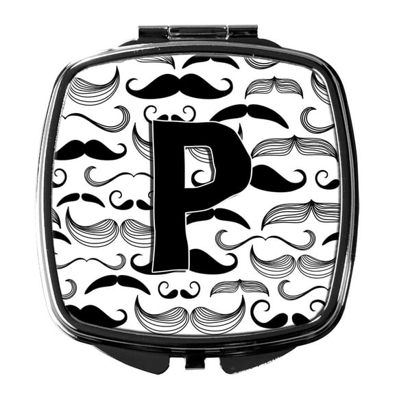 Letter P Moustache Initial Compact Mirror
