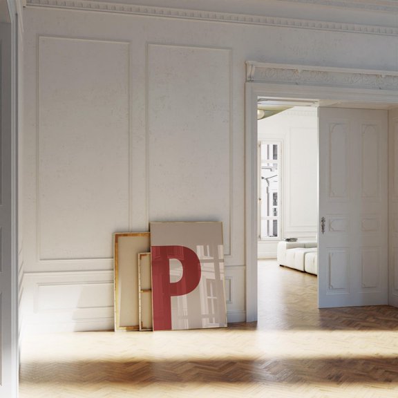 Letter P Print Red,Beige Initial Wall Art Bold Alphabet Print For Nursery,,Dorm,College,Office,Bedroom,Living Room Home Decor #2906, 8x12 UNFRAMED