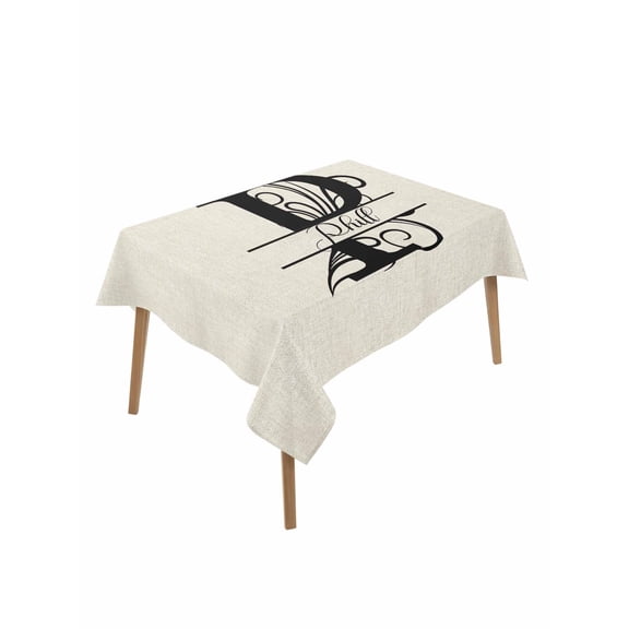 Letter P Rectangle Tablecloth, Monogram Words Waterproof & StainResistant Tablecloth, Washable Oil-proof Table Cover for Dining/Party/Wedding/Camping/Buffet 52x70 In