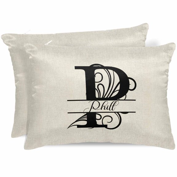 Letter P Satin Pillowcase for Hair and Skin with Zipper, Soft Breathable Cooling Silk Pillow Cases, Monogram Words Throw Pillow Covers Queen Size 20"x30" Set of 2