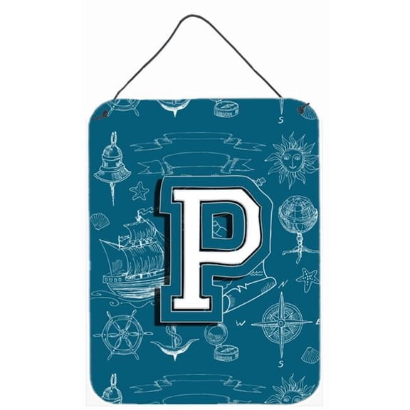 Letter P Sea Doodles Initial Alphabet Wall and Door Hanging Prints