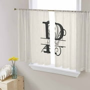 Letter P Sheer Curtains 45 Inch Length 2 Panels Set for Living Room/Bedroom, Monogram Words Semi Curtain Sheers Drapes Rod Pocket Curtains Window Treatment Set 52x45x2