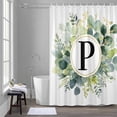 thumbnail image 1 of Letter P Shower Curtain for Bathroom Decor, Alphabet Green Eucalyptus Leaves Plant Simple Waterproof Fabric Shower Curtain, 72"x84" Set with 12 Hooks, 1 of 9