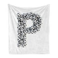 thumbnail image 1 of Letter P Soft Flannel Fleece Blanket, Stack Football Themed Illustration with Uppercase Letter P Team Sports Design, Cozy Plush for Indoor and Outdoor Use, 50" x 70", Black and White, by Ambesonne, 1 of 6