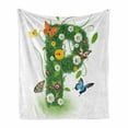 thumbnail image 1 of Letter P Soft Flannel Fleece Throw Blanket, Lively Springtime Freshness Garden Theme Summer Foliage Papilio Wings, Cozy Plush for Indoor and Outdoor Use, 70" x 90", Green Multicolor, by Ambesonne, 1 of 6