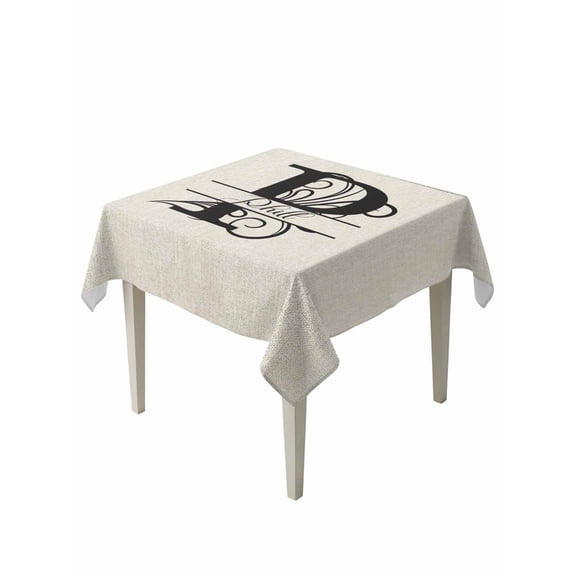 Letter P Suqare Tablecloth - 54 x 54 Inch, Monogram Words Waterproof & StainResistant Tablecloth, Washable Oil-proof Table Cover for Dining/Party/Wedding/Camping/Buffet