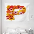 thumbnail image 1 of Letter P Tapestry, Flower Arrangement with Gerbera Daisies Colorful Palette Alphabet P Symbol Print, Wall Hanging for Bedroom Living Room Dorm Decor, 80W X 60L Inches, Multicolor, by Ambesonne, 1 of 2