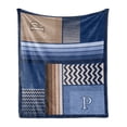 thumbnail image 1 of Letter P Throw Blanket, Gradient Colors and Curvy Leafs Stylish ABC with Abstract and Modern Art, Flannel Fleece Accent Piece Soft Couch Cover for Adults, 50" x 70", Night Blue Eggshell, by Ambesonne, 1 of 4