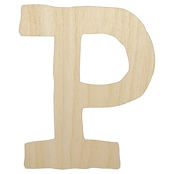 Letter P Uppercase Cute Typewriter Font Wood Shape Unfinished Piece Cutout Craft DIY Projects - 4.70 Inch Size - 1/4 Inch Thick